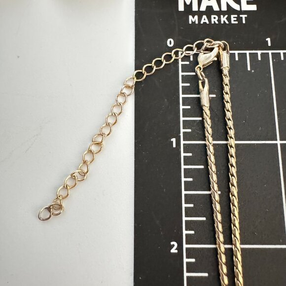 Gold Tone Snake Chain Necklace Pendant Red July Birthstone Center Interlaced - Picture 11 of 11